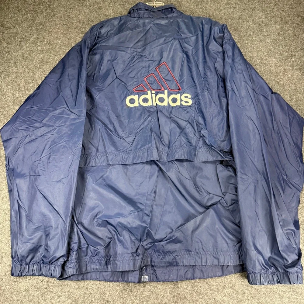 Vintage‎ Adidas Windbreaker Jacket Full Zip Navy Blue 90s Retro Mens